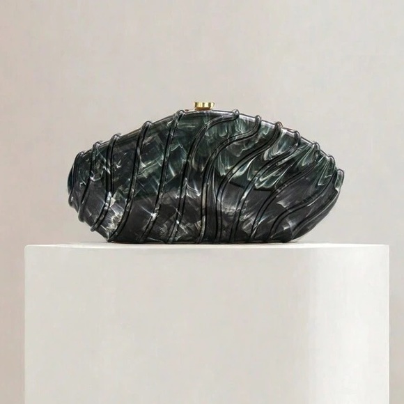 Handbags - Textured irregular shape acrylic clutch purse